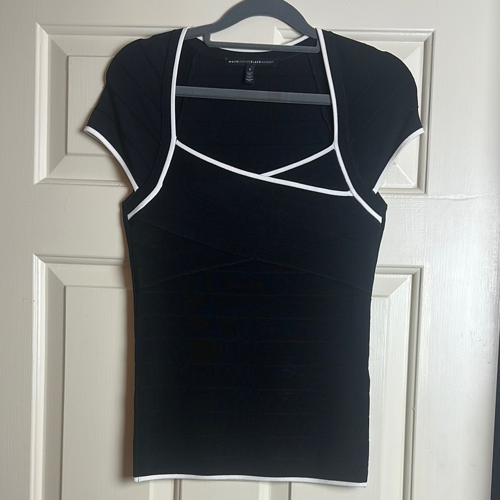 White House Black Market Black Top with White Trim
